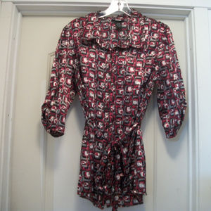 1940S BRAND SATINY SEXY BLING PRINT BLOUSE 14 /16 W